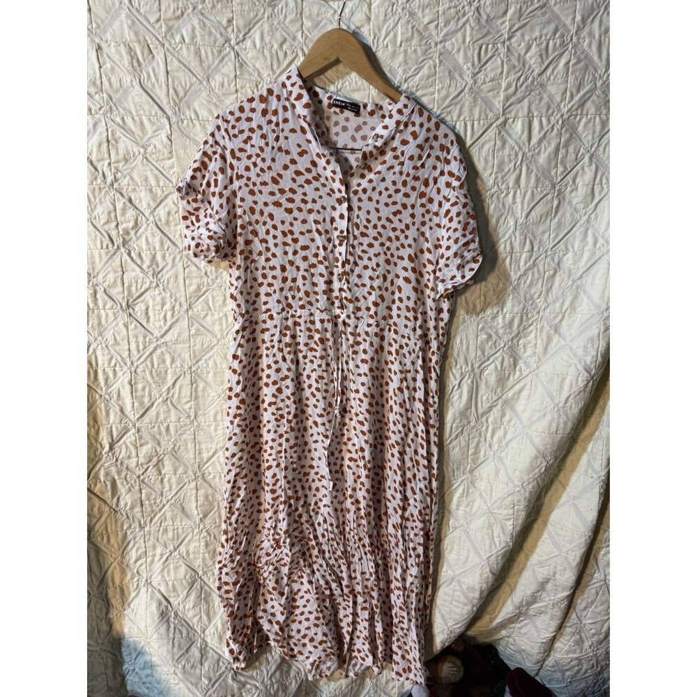 SHEIN Women's XL Animal Print Midi Dress V-Neck Button Front